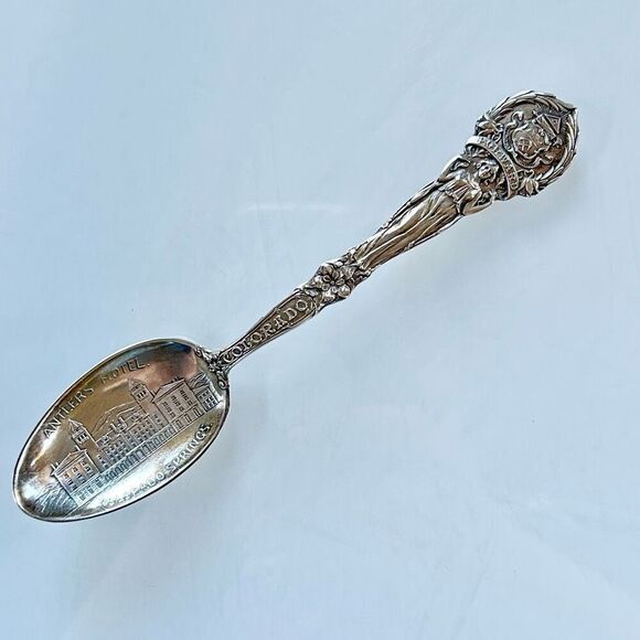 Watson & Briggs Other - Antlers Hotel Colorado Springs Sterling Silver Souvenir Spoon Art Deco Lady